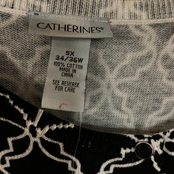 🖤”Final Sale”Nwt Gorgeous Black & white button up lightweight cardigan size 5 X - Picture 3 of 5